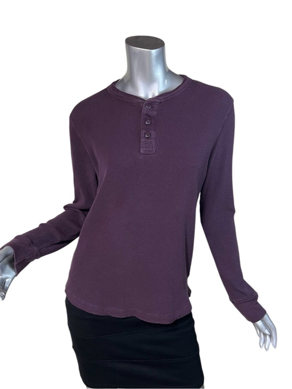 Gap Women’s Small Purple Thermal Crew Neck Henley Long Sleeve Cotton Shirt